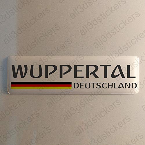 Wuppertal Deutschland Aufkleber Wuppertal 120x30mm Autoaufkleber Flagge 3D Fahne Germany von All3DStickers