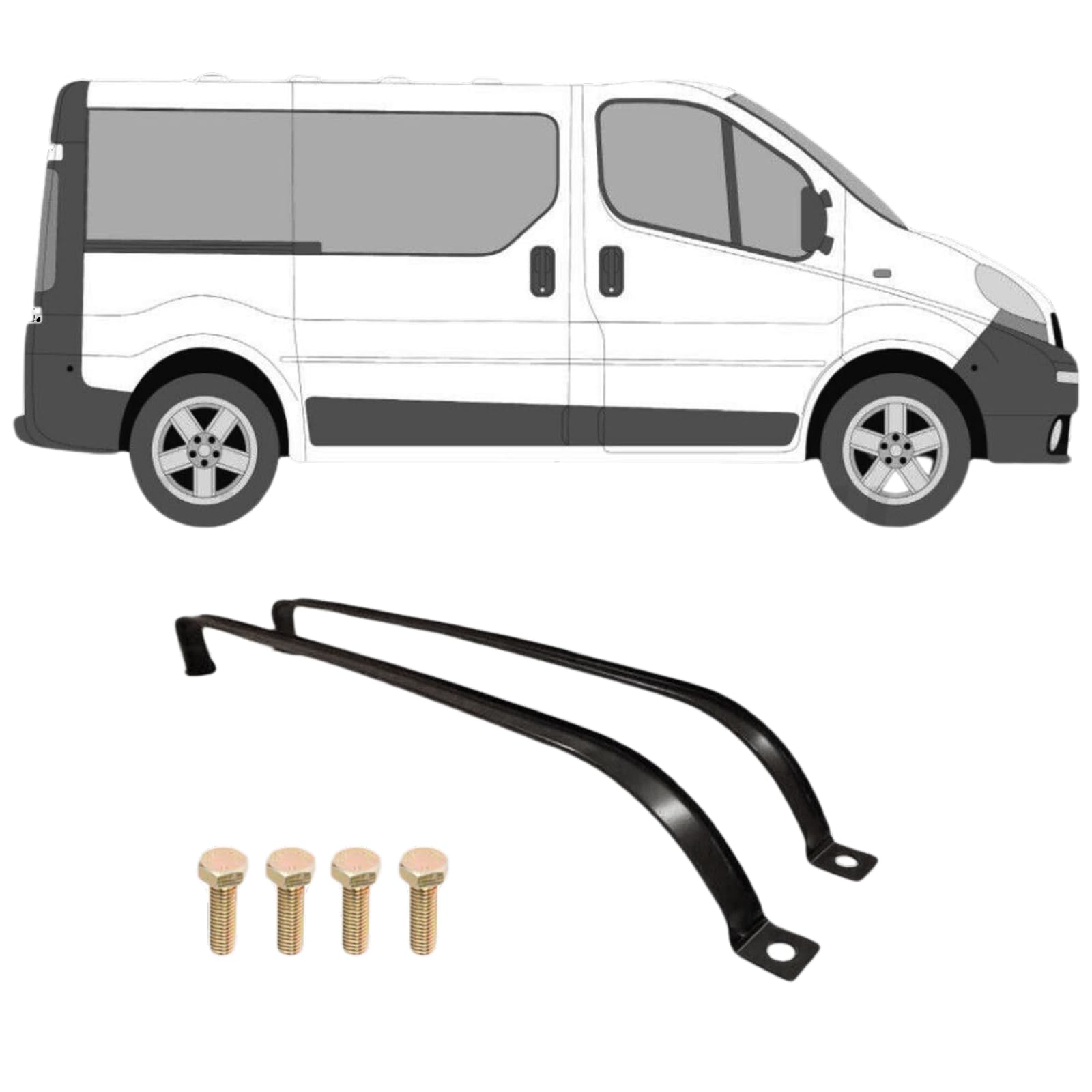 2x Tankband für Opel Vivaro Renault Trafic ab Bj. 2001 + Einbausatz Schrabuen von All4you