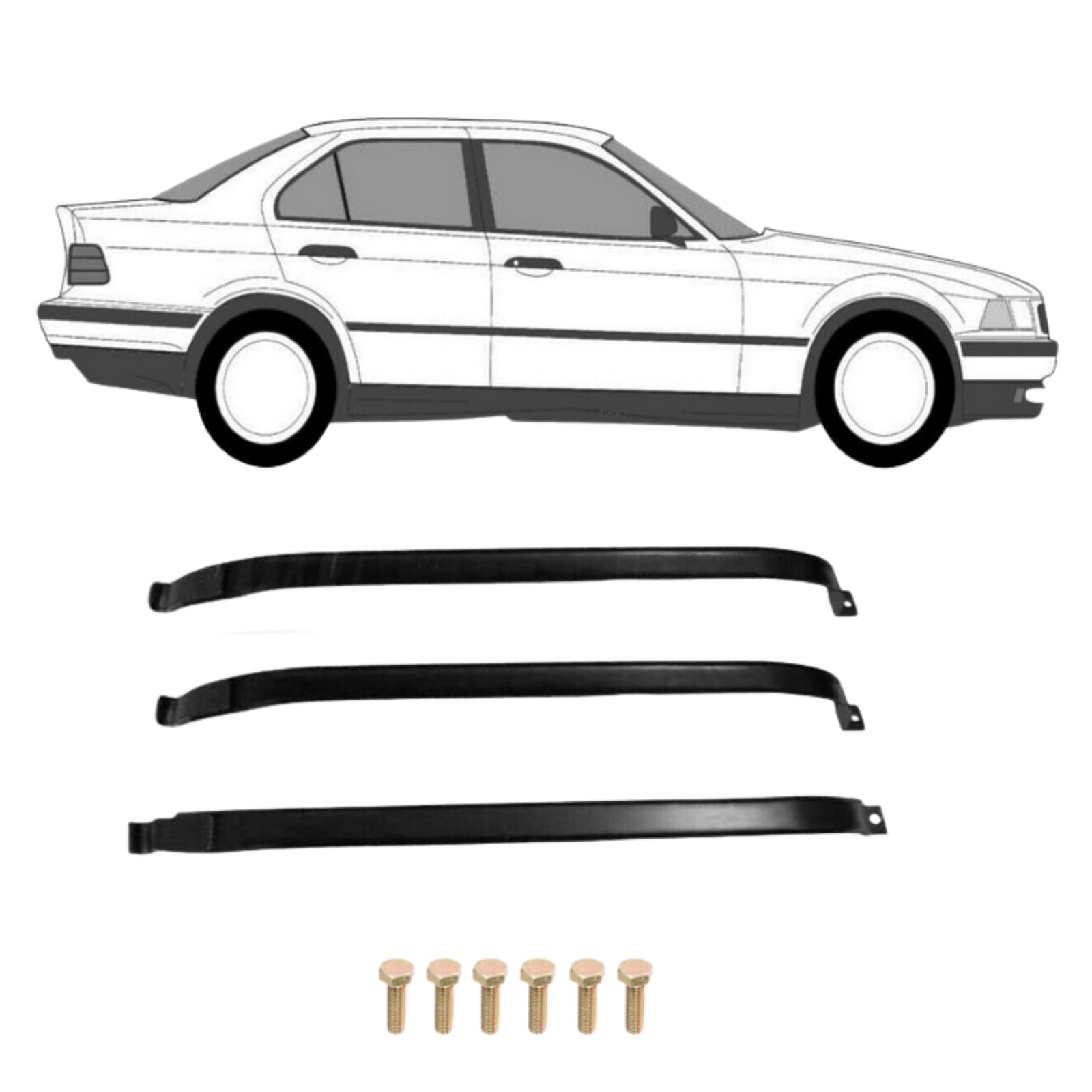 3x Tankband Kraftstofftankbänder für BMW E36 96-99 + Einbausatz Schrauben von All4you