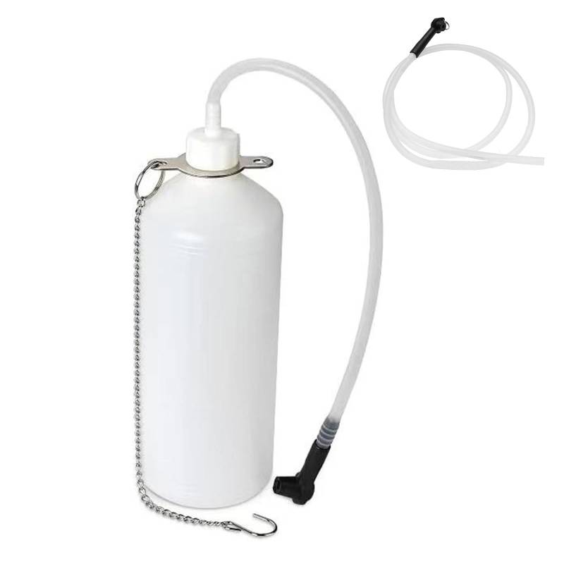 Alleshelfer 1L Bremslösevorrichtung, Bremsflüssigkeitsbehälter, Bremslöseflasche, mit 25 und 60CM Schlauch und Universal Gummi-Adapter Bremsenentlüftungsgerät den Austausch von Bremsöl von Alleshelfer