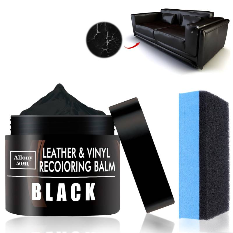 Allony Flüssigleder Schwarz Lederreparatur Creme,Lederöl-Lederpflegespray, Leder Reparatur Set für die Reparatur und Renovierung von Autoleder,Sofas Lederreparatur Creme-50g (A) von Allony