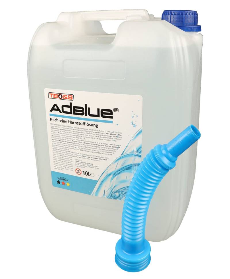 TBO&S AdBlue Harnstofflösung 10 Liter Gebinde ISO 22241 (Hochreine Harnstofflösung für SCR-Abgasnachbehandlung) von AllorA