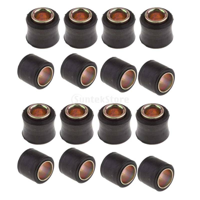 Almencla 16 Set 10mm / 14mm Motorrad Hinterrad Stoßdämpfer Gummibuchse Federung Metalleinsatz Buchse von Almencla