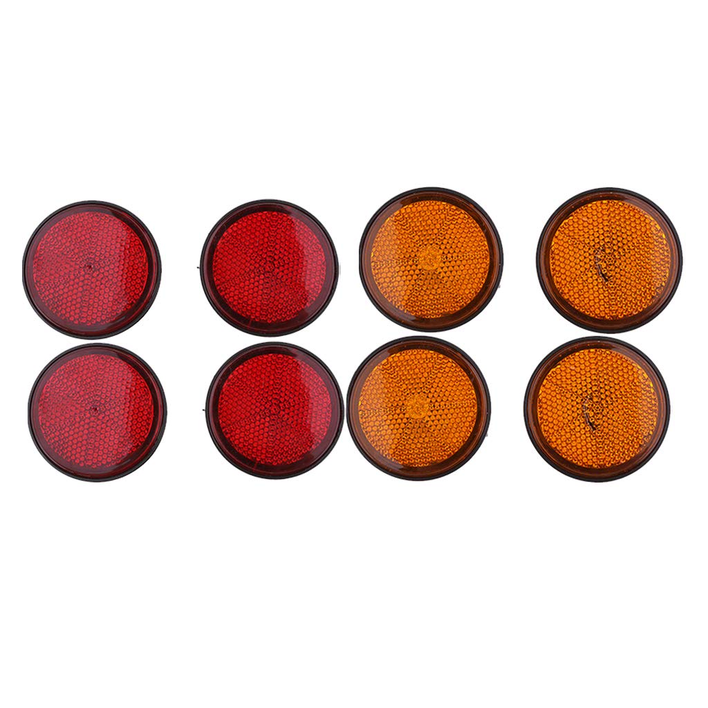 Almencla 8 Stück Rund Reflektor Katzenauge Rückstrahler, E-Prüfzeichen, Ø 55mm, Rot/Orange, Schraubbar, Leichter Einbau von Almencla