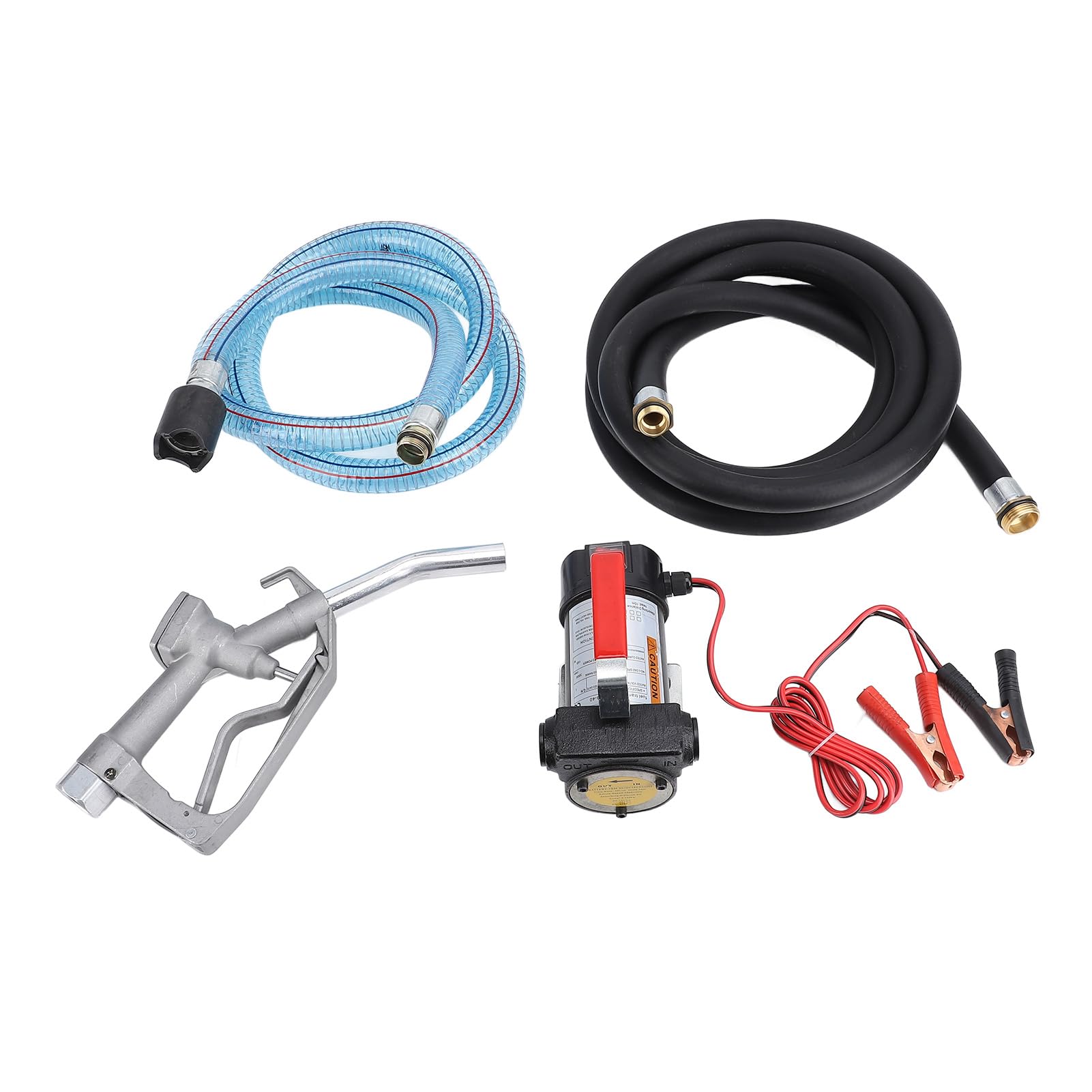 12 V 155 W Elektrisches Kraftstoffpumpen-Set, PVC-Gummi-Stahl-Ölabsaugpumpe, Transferpumpe mit Düse für Landwirtschaftliche Industriestandorte von Alomejor