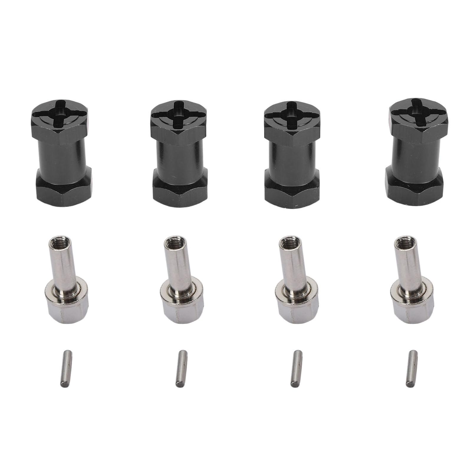 4 Stück 12 Mm Sechskant-Nabenadapter mit Muttern, Radnabenverlängerungsadapter aus Aluminiumlegierung für 1/10 RC-Car, 20 Mm Länge (BLACK) von Alomejor