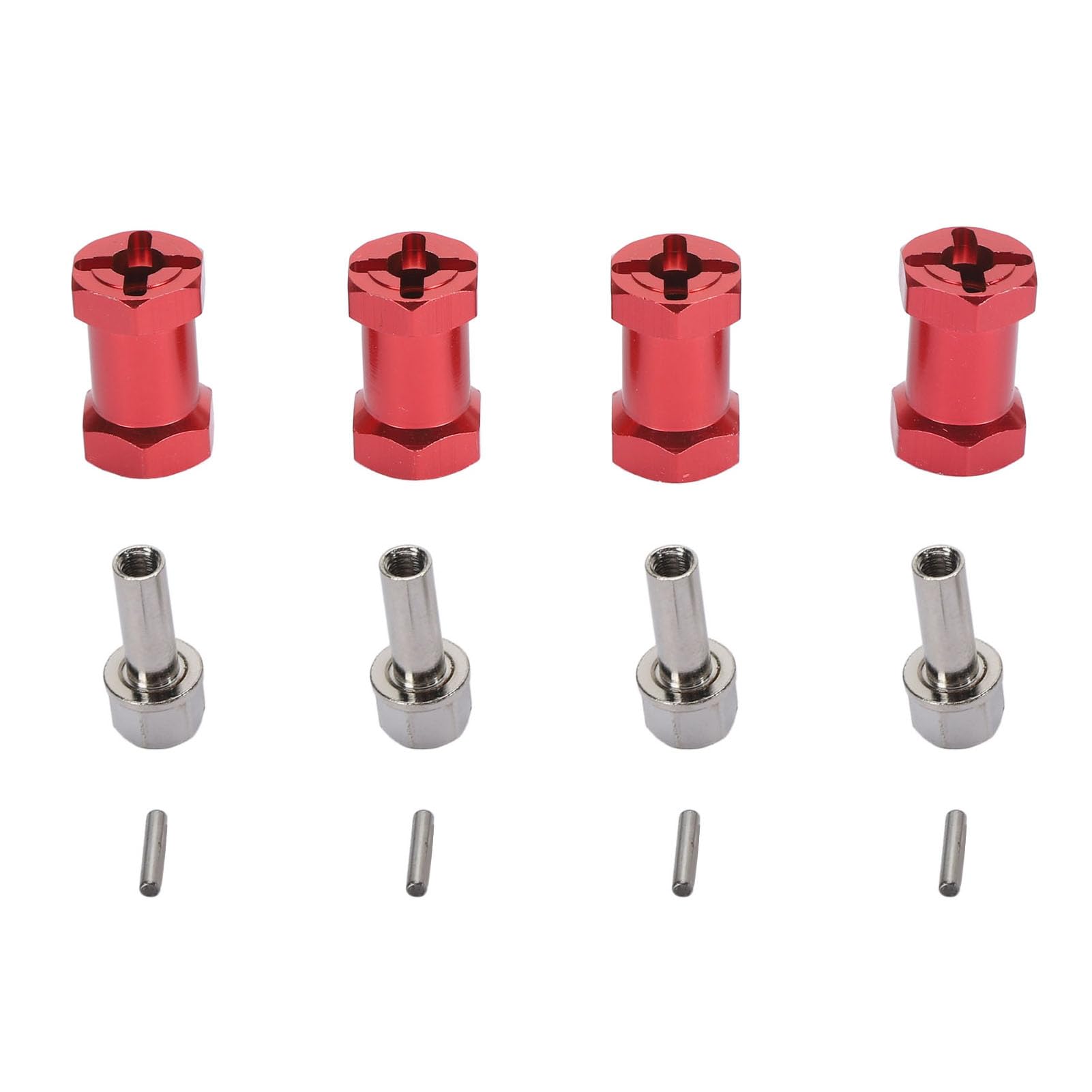 4 Stück 12 Mm Sechskant-Nabenadapter mit Muttern, Radnabenverlängerungsadapter aus Aluminiumlegierung für 1/10 RC-Car, 20 Mm Länge (Rot) von Alomejor