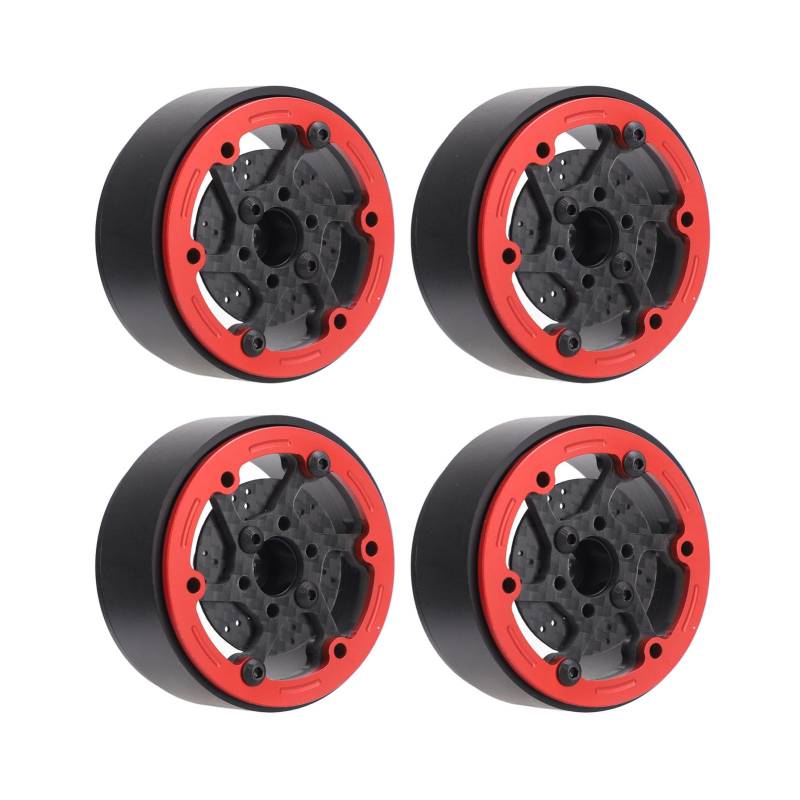 59 Mm Kohlefaser-Radnabe mit Bremsscheibe, 1/10 RC-Cars, überlegene Festigkeit für Offroad-Fahrten, RC-Zubehör (Rot) von Alomejor