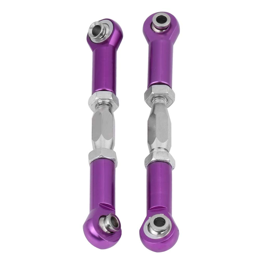 Alomejor Präzise CNC Bearbeitete Servostangen Tragen Resistente Lenkverbindungs ​​-Upgrade für RC -Auto, Bequemes Entfernen, Silber, 2 Stangen (Purple) von Alomejor