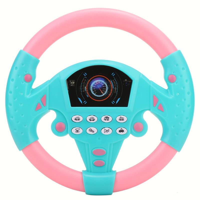 Interaktives Baby-Copilot-Lenkradgeräusch, Autogeräusch Zum Hören des Lenkrad-Spielspielzeugs für Fantasievolles Rollenspiel (Rosa und Blau) von Alomejor