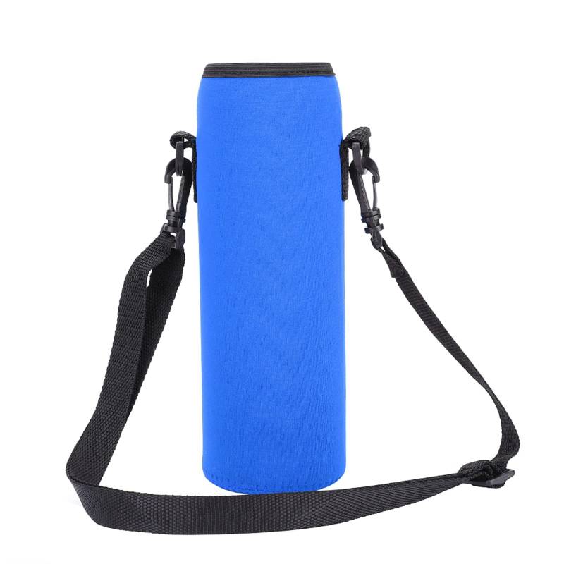 Neopren-Thermal-Wasserflaschenhalter, Tasche mit Riemen, wasserdichte Flaschenhülle für 1 L Wasserflasche für den Außenbereich (Blue) von Alomejor