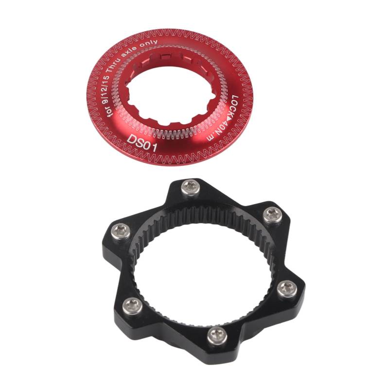 Alomejor Bike Brake Center Lock Aluminiumlegierung 6 Schrauben Fahrradscheibe Rotor Adapter Set für Mountainbike(Rot + Schwarz) von Alomejor