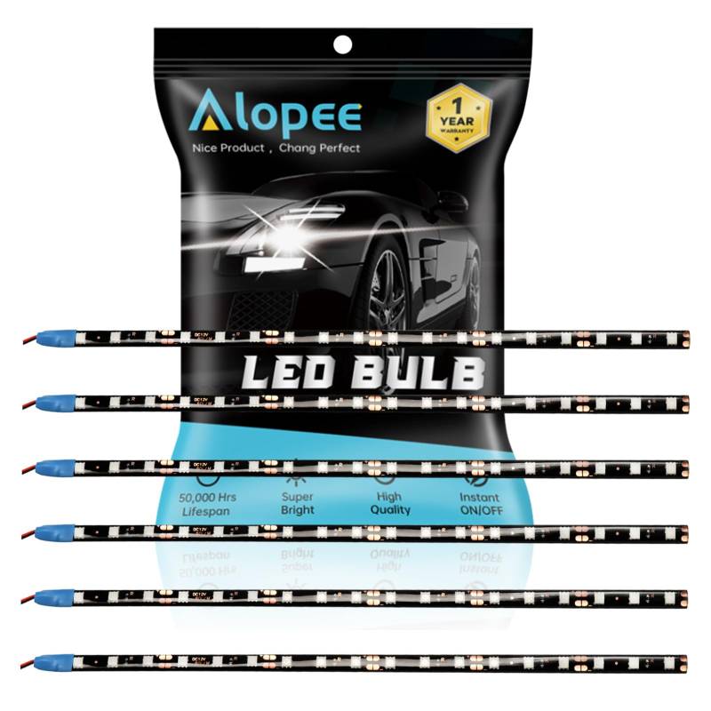 ALOPEE - 6-Stück 30CM 11,8" Blau 5050 18SMD LED DC 12V Wasserdichter Streifen Unterbodenleuchte für Motorräder Bootsatmosphäre Dekorationsleuchte Anschließbare flexible Streifenleuchte von Alopee