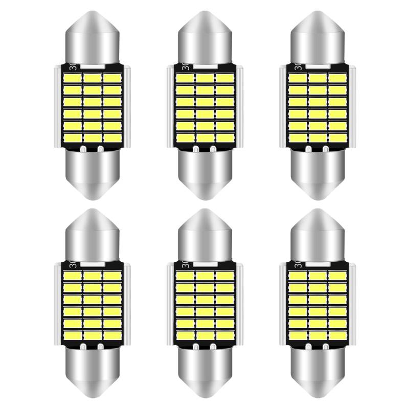 Alopee 31mm Innen Beleuchtung,6PCS 31MM Soffitte 12V Weiß Innenbeluchtung Innenlichtleiste von Alopee