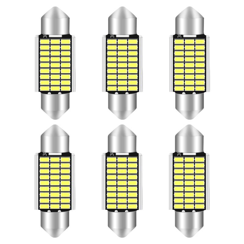 Alopee 36mm Innen Beleuchtung,6PCS 36MM Soffitte 12V Weiß Innenbeluchtung Innenlichtleiste von Alopee