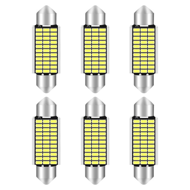 Alopee 41mm Innen Beleuchtung,6PCS 41MM Soffitte 12V Weiß Innenbeluchtung Innenlichtleiste von Alopee