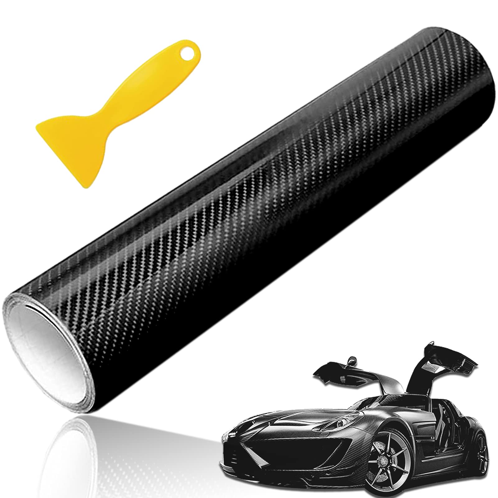 Aloskart 7D Auto Folie, Carbon Folie Auto, Autofolie Carbon Folie,7D Selbstklebende Kohlefaser Vinylfolie 152cm x 30cm, Schwarz,Wasserdichter,DIY Dekoration für Computer, Motorrad, Möbel, Smartphone von Aloskart