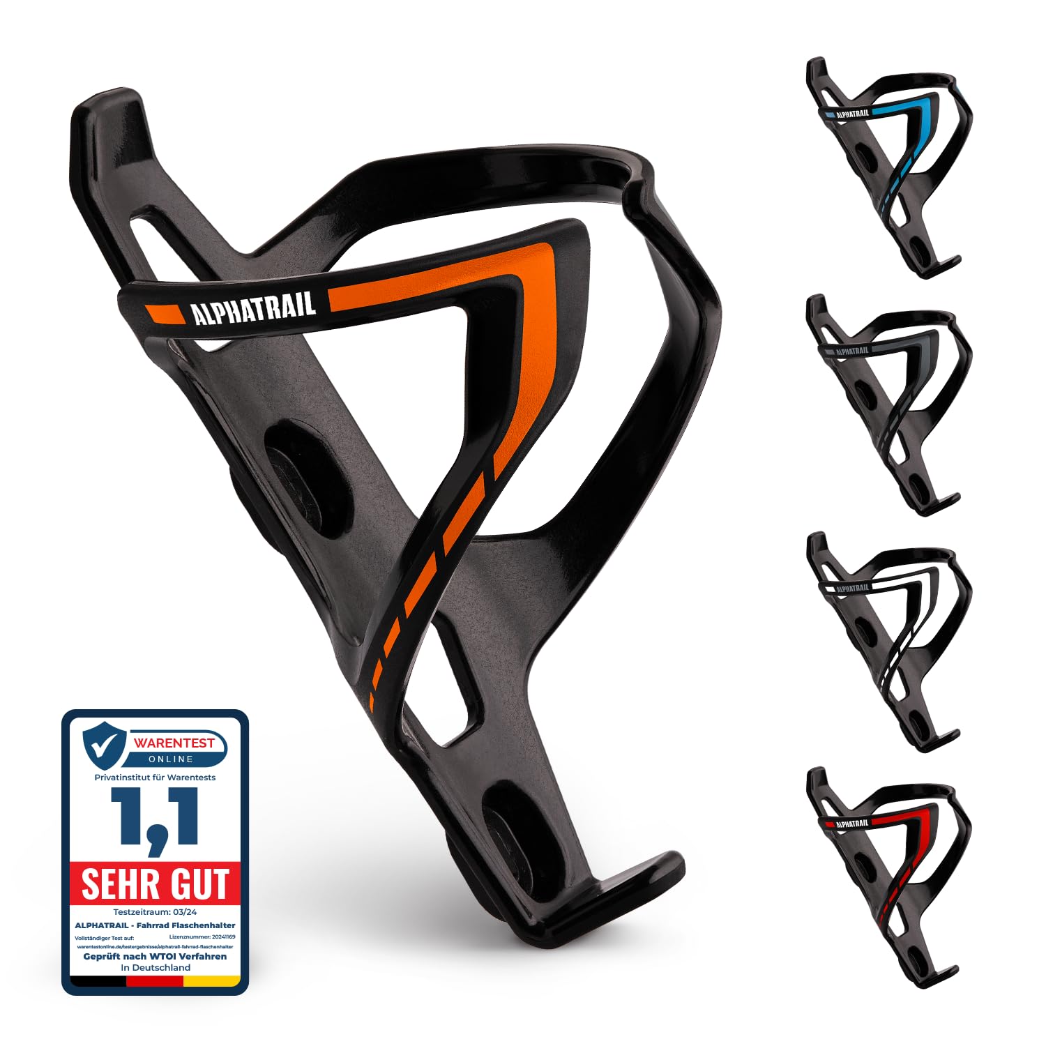 Alphatrail Fahrrad Flaschenhalter Max I Lebenslange Anti-Bruch Garantie 36g Lightweight Design I Inkl. Befestigungsschrauben I Kompatibel mit Cube, SKS, Elite, Topeak uvm. Trinkflaschen I Orange von Alphatrail