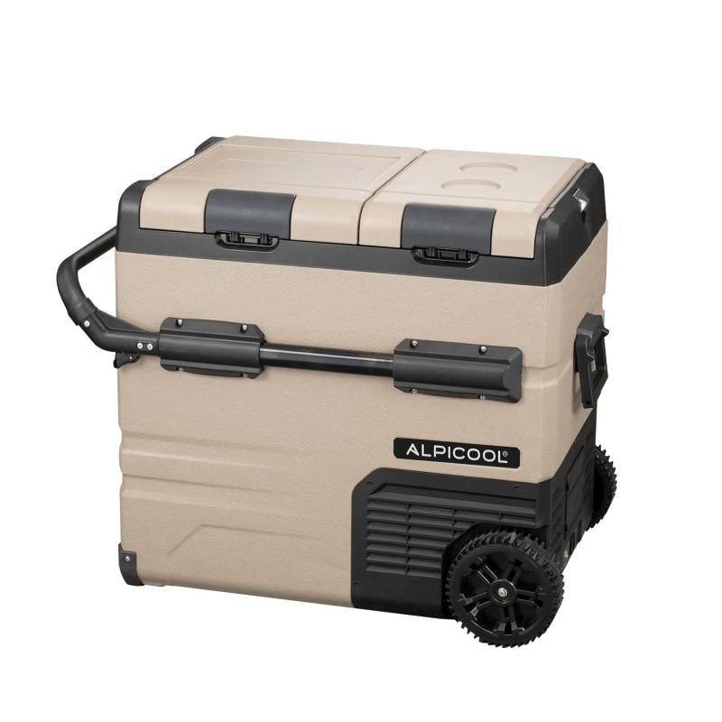 Alpicool TAW55 55 Liter Kompressor Kühlbox tragbarer Kühlschrank 12/24V elektrische Gefrierschrank für Auto, LKW, Boot mit einziehbare Stange, USB-Anschluss, Flaschenöffner, Schneidebrett von Alpicool