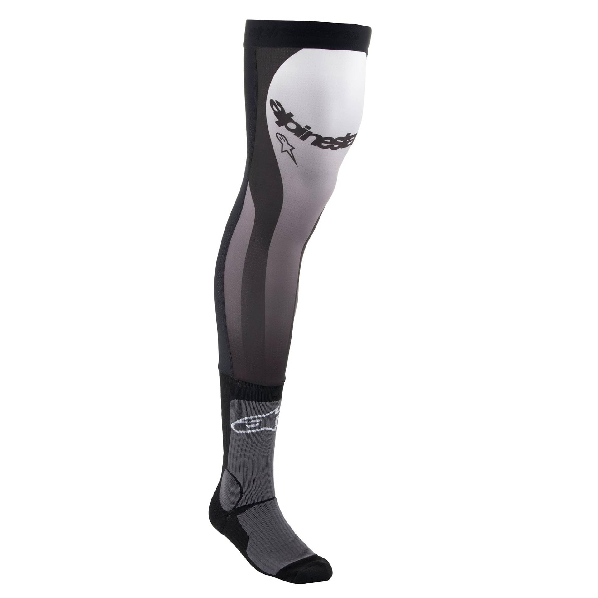 Alpinestars, Knee Brace Socks, Technische Socken, Kompressionsstrümpfe für Damen und Herren, Funktionssocken für Motorradfahren, Motocross, Fahrradfahren, Laufen Black White Größe L XXL (1er stück) von Alpinestars