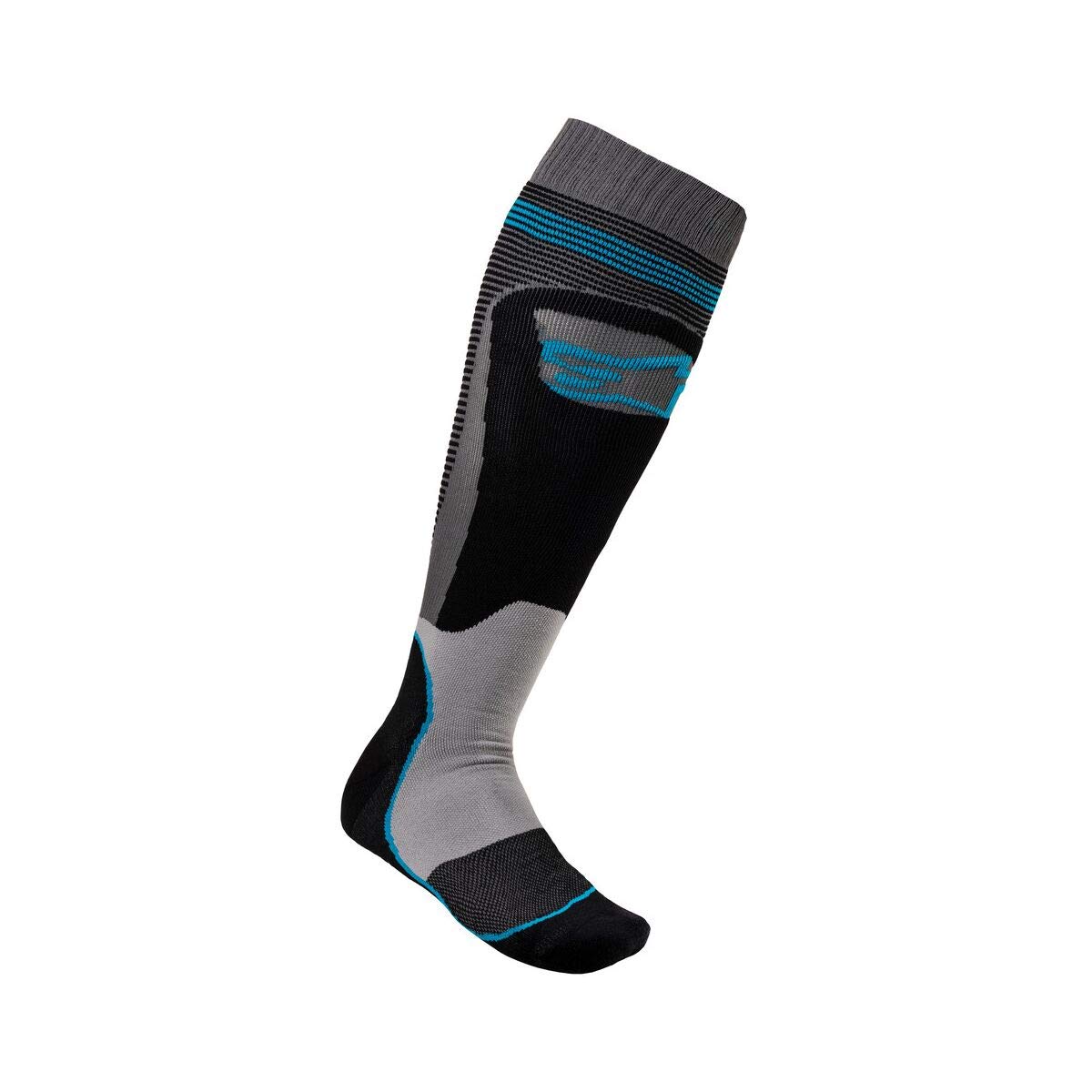 Alpinestars, Mx Plus-1 Socks, Technische Socken, Kompressionsstrümpfe für Damen und Herren, Funktionssocken für Motorradfahren, Motocross, Fahrradfahren, Laufen Schwarz/Grau Größe S (1er stück) von Alpinestars