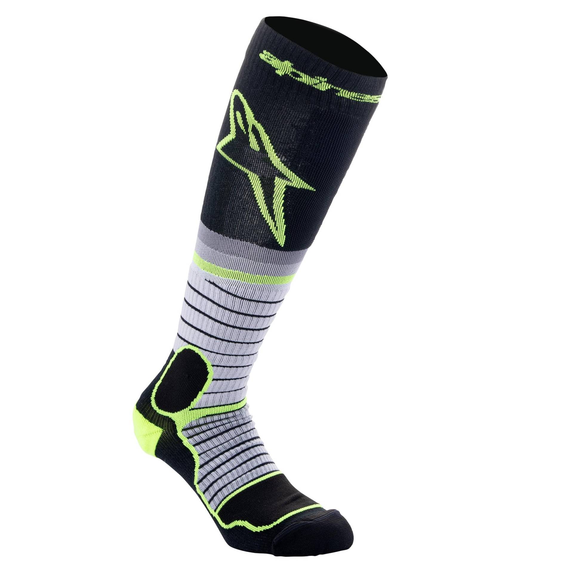 Alpinestars, Mx Pro Socks, Technische Socken, Kompressionsstrümpfe für Damen und Herren, Funktionssocken für Motocross, Schwarz/Grau/Gelb Fluo Größe S (1er stück) von Alpinestars