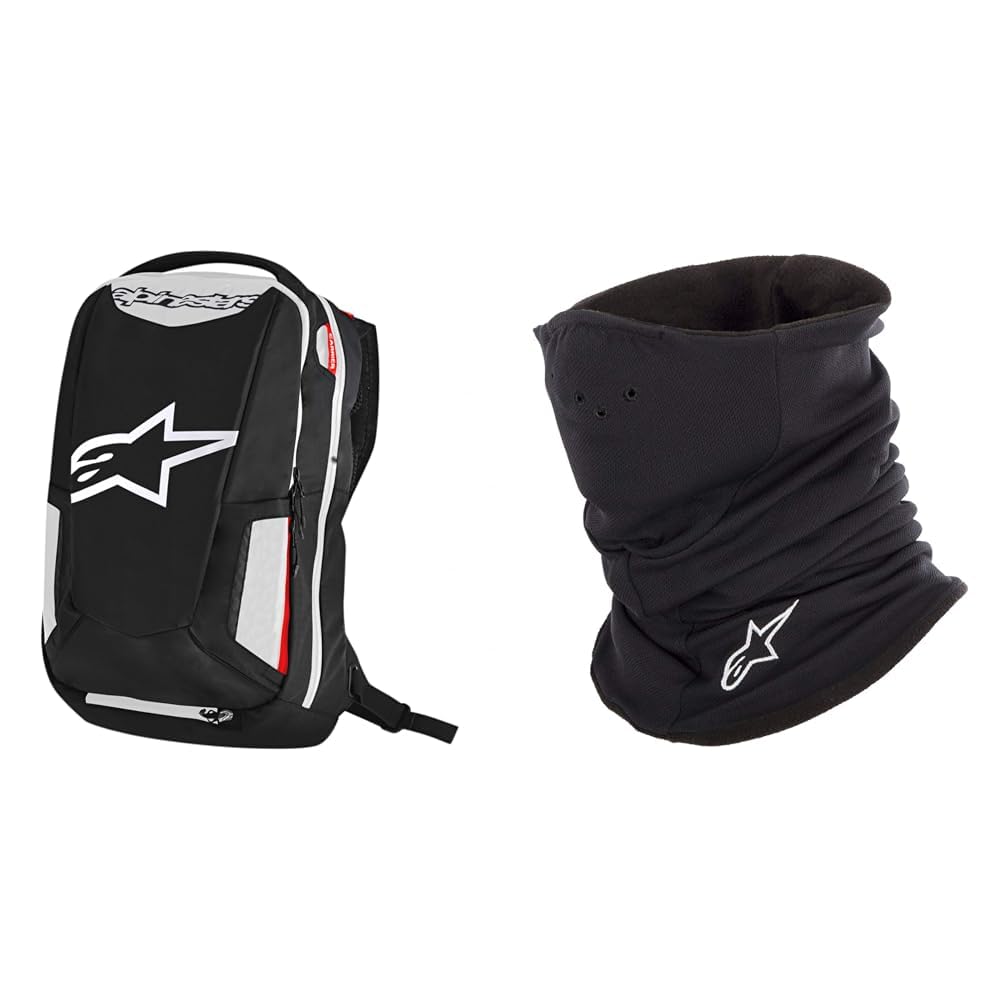 Alpinestars 2801-1259 Motorrad-Rucksack City Hunter Schuh für Unisex/Erwachsene, Schwarz/Weiß & 4758514-10 Schwarz Halswärmer Tech Halswärmer von Alpinestars