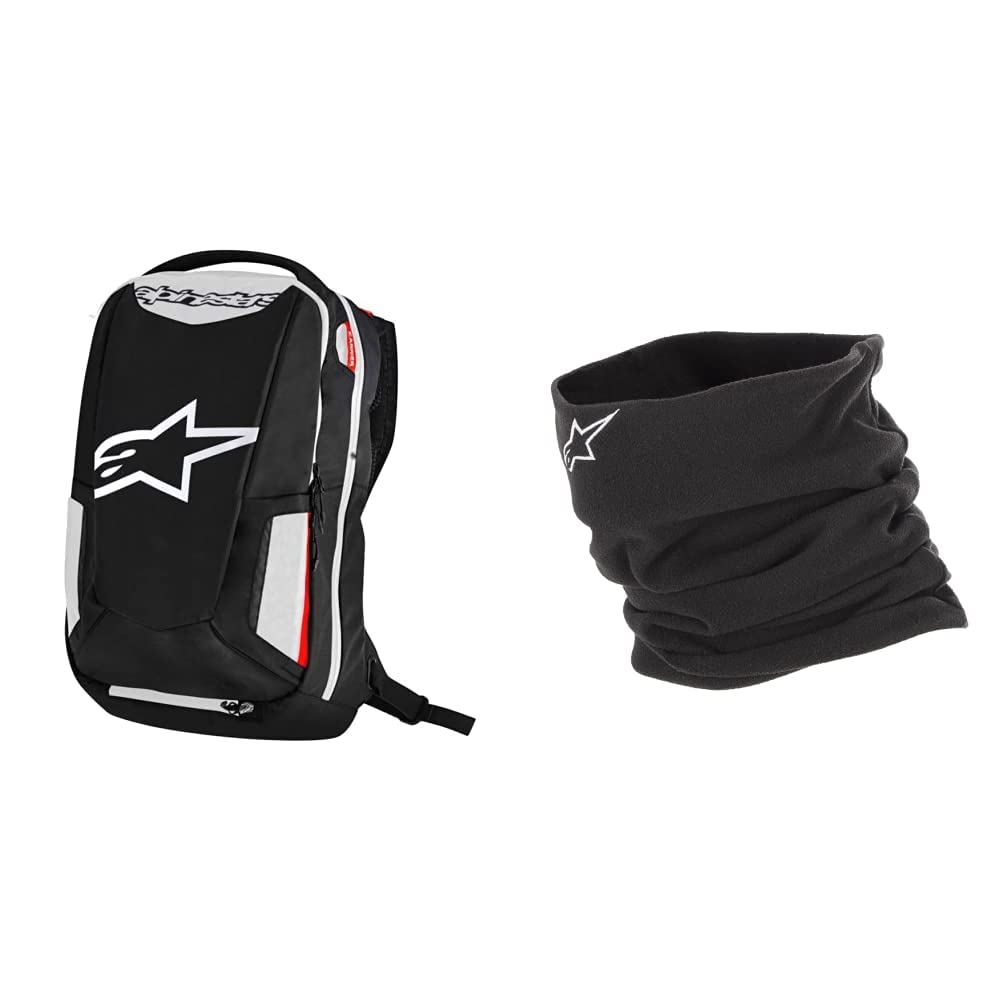 Alpinestars 2801-1259 Motorrad-Rucksack City Hunter Schuh für Unisex/Erwachsene, Schwarz/Weiß & Halswärmer Schwarz von Alpinestars