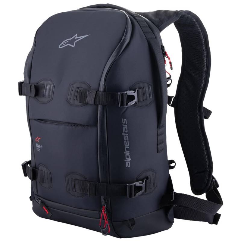 Alpinestars AMP-7 Rucksack, Motorrad Sporttasche, wasserdichte Rucksack, Motorsport-Rucksack, Reisenrucksack, Große Kapazität, Motorradrucksack für Herren und Damen, Schwarz von Alpinestars