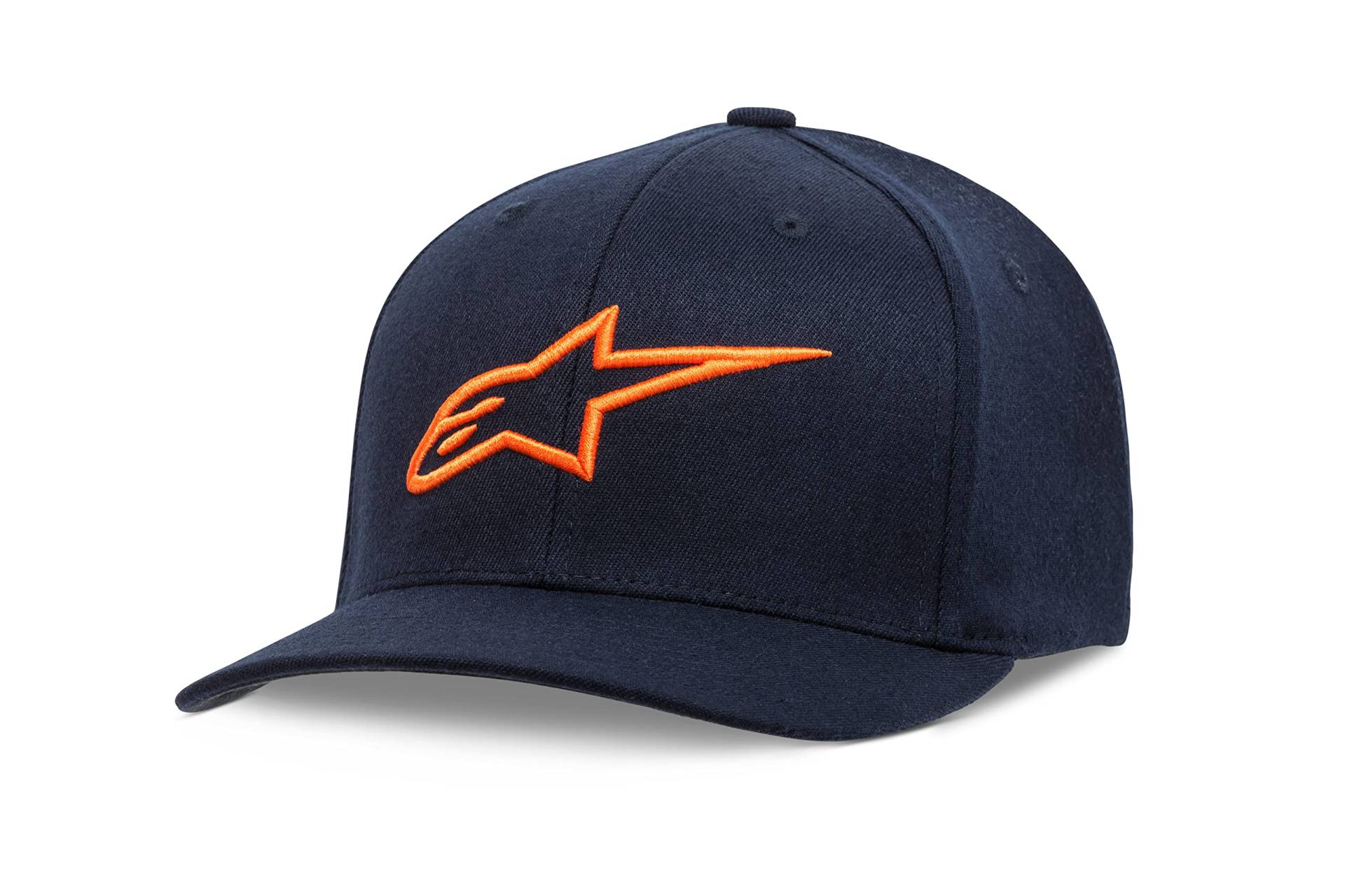 Alpinestars Ageless Curve - Unisex Baseball Cap, Kappe für Herren und Damen, Sportkappe rundum geschlossen, Navy/Orange, M von Alpinestars