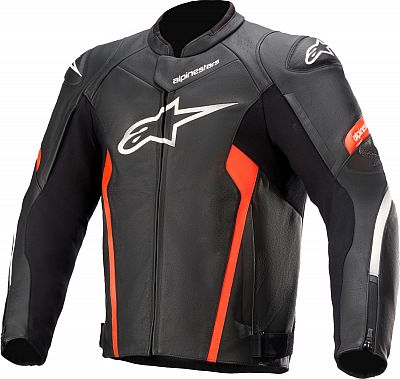 Alpinestars Faster V2, Lederjacke - Schwarz/Neon-Rot - 50 von Alpinestars