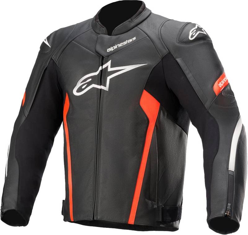 Alpinestars Faster V2 Leather Jacket Black/Fluo Red, 54 von Alpinestars