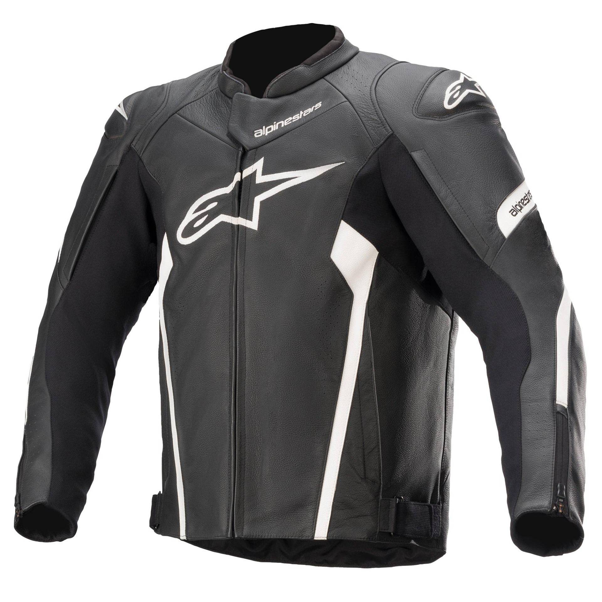 Alpinestars Faster V2 Leather Jacket Black/White, 48 von Alpinestars