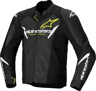 Alpinestars Faster V3 Airflow, Lederjacke - Schwarz/Weiß/Neon-Gelb - 54 von Alpinestars