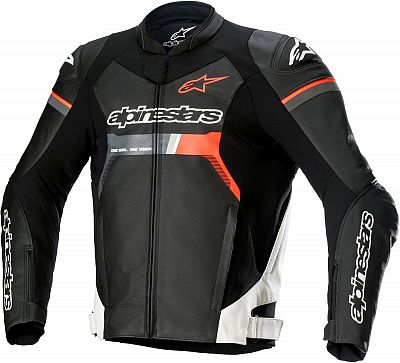 Alpinestars GP Force, Lederjacke - Schwarz/Weiß/Neon-Rot - 52 von Alpinestars