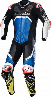 Alpinestars GP Tech V4, Lederkombi 1tlg. perforiert - Schwarz/Blau/Neon-Gelb - 44 von Alpinestars