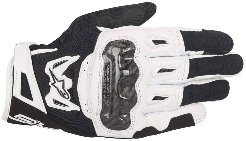 Alpinestars Handschuhe SMX-2 AIR Carbon Motorrad Leder Mesh schwarz weiÃŸ Gr. M/8 von Alpinestars