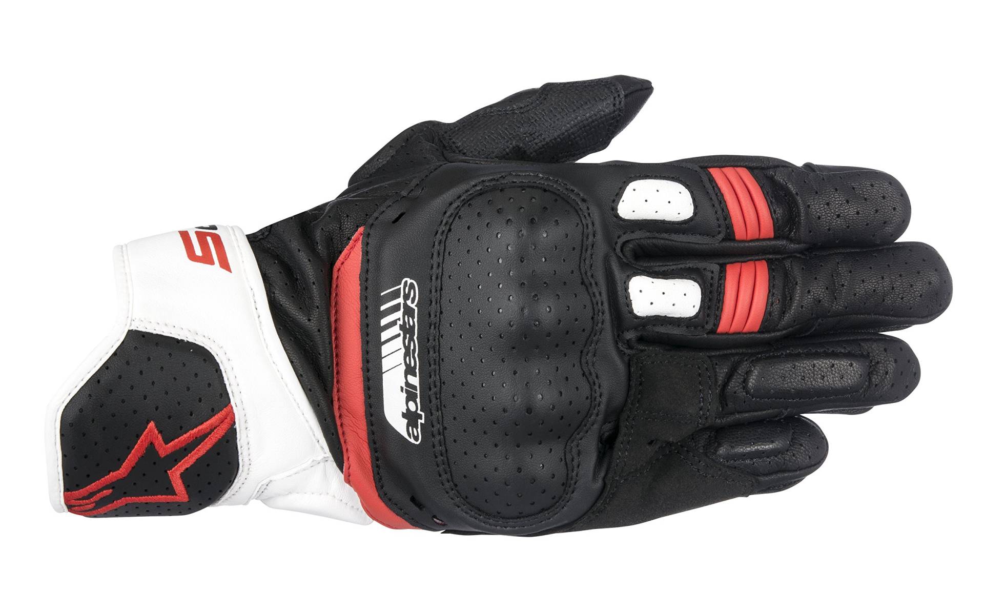 Alpinestars Handschuhe SP-5 Leder Motorrad Sporthandschuh schwarz Weiss rot GröÃŸe M / 8 von Alpinestars