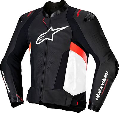 Alpinestars Missile V3, Lederjacke - Schwarz/Weiß/Neon-Rot - 56 von Alpinestars