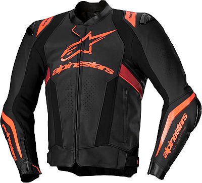 Alpinestars Missile V3 Ignition, Lederjacke - Schwarz/Neon-Rot/Dunkelrot - 54 von Alpinestars