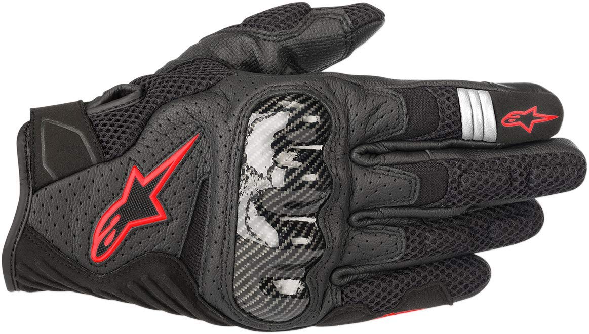 Alpinestars Motorradhandschuhe SMX-1 Air V2 Gloves Black Red Fluo, Schwarz/Rot, S von Alpinestars