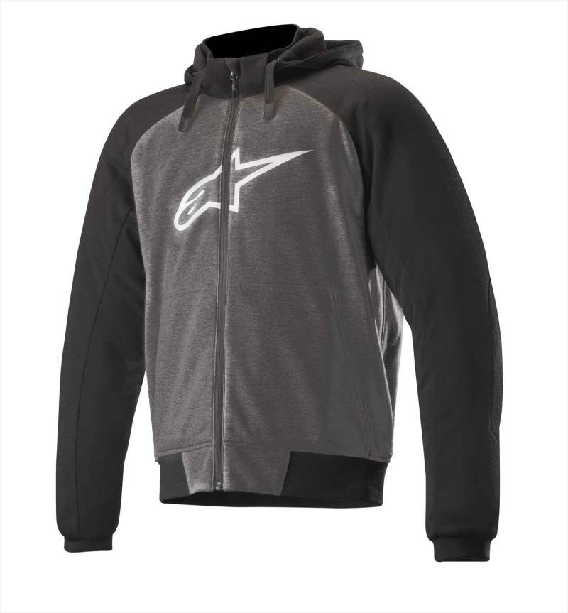 Alpinestars Motorradjacken Chrome Sport Hoodie Melange Gray Black, Schwarz/Grau, XXL von Alpinestars