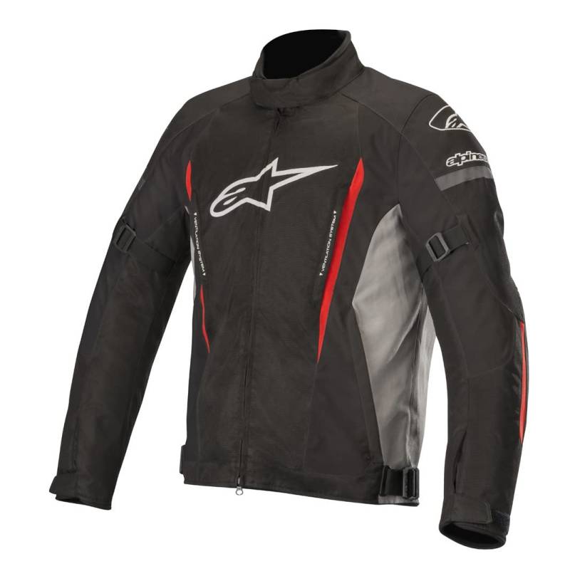 Alpinestars Motorradjacken Gunner V2 Wp Jacket Black Gray Red, Schwarz/Grau/Rot, L von Alpinestars