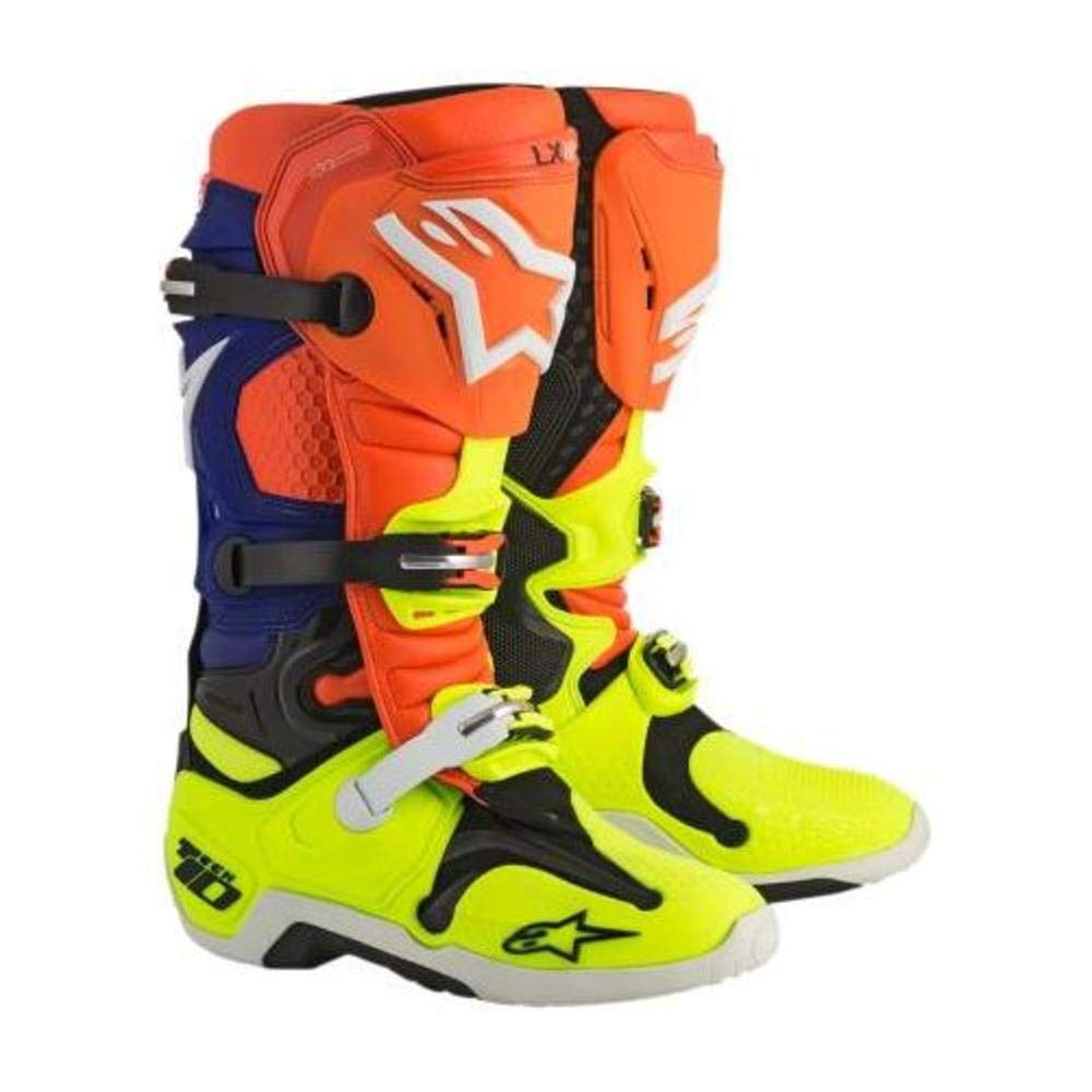 Alpinestars Motorradstiefel Motocross Alpinestars Tech 10 Orange Neon Blau Weiß Gelb Neon Sac6f - 47 von Alpinestars