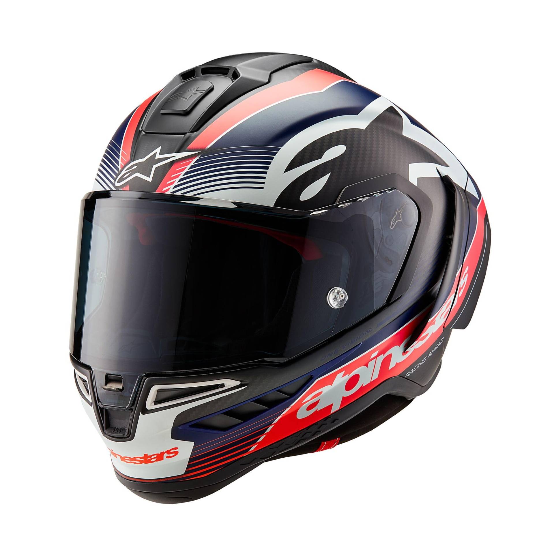 Alpinestars Race Helm Supertech R10 Team Motorradhelm Integralhelm Carbonhelm, BLACK CARBON RED BLUE MATT, M von Alpinestars