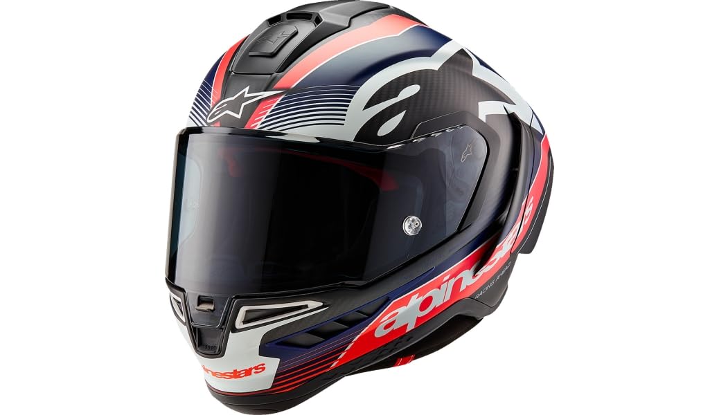 Alpinestars Race Helm Supertech R10 Team Motorradhelm Integralhelm Carbonhelm, BLACK CARBON RED BLUE MATT, S von Alpinestars