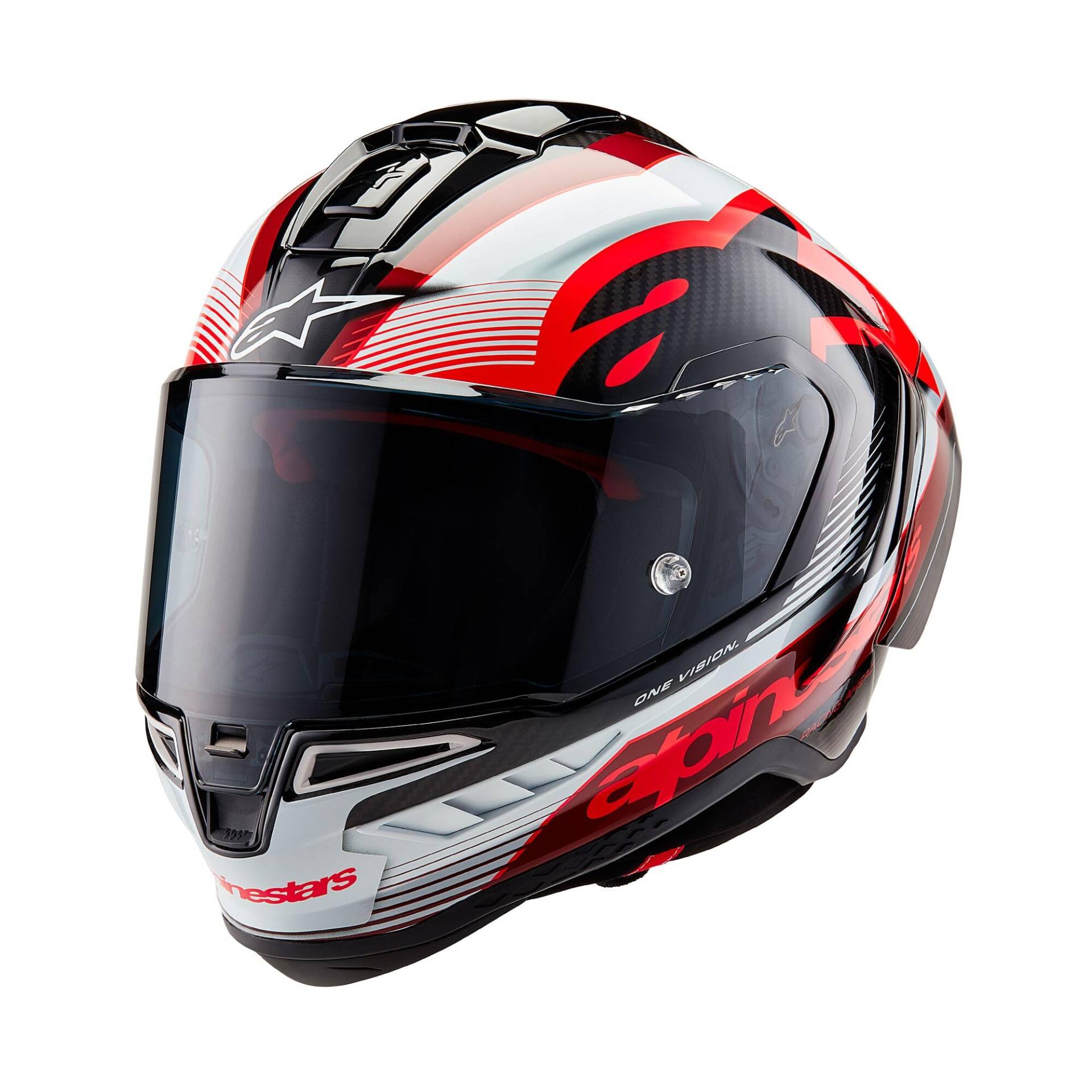 Alpinestars Race Helm Supertech R10 Team Motorradhelm Integralhelm Carbonhelm, BLACK CARBON RED WHITE, M von Alpinestars