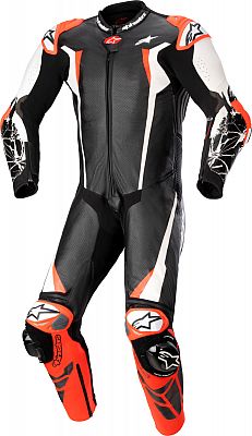 Alpinestars Racing Absolute V2, Lederkombi 1tlg. perforiert - Schwarz/Weiß/Neon-Rot - 46 von Alpinestars