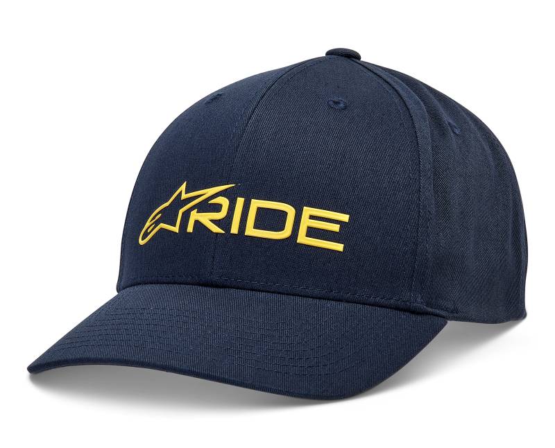 Alpinestars Ride 3.0 Hat Baseballkappe Herren mit vorgebogenem Schirm und hinten Schnappverschluss Navy/Gold Einheitsgröße von Alpinestars