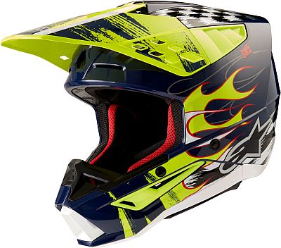 Alpinestars S-M5 Rash, Motocrosshelm - Dunkelblau/Neon-Gelb/Weiß - S von Alpinestars